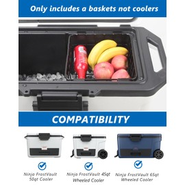 Cooler Basket for Ninja FrostVault 50qt Hard Cooler & 45qt/65qt Wheeled Cooler - Heavy-Duty Organizer Rack for Storage, Dry-Goods Basket for Perfect for Camping Trips or Outdoor Parties, Black
