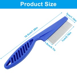 Cionyce Flea Comb for Dogs and Cats, Metal Pet Lice Comb Fine Tooth Grooming Tool for Remove Anti Fleas and Flea Eggs(3pcs Blue)