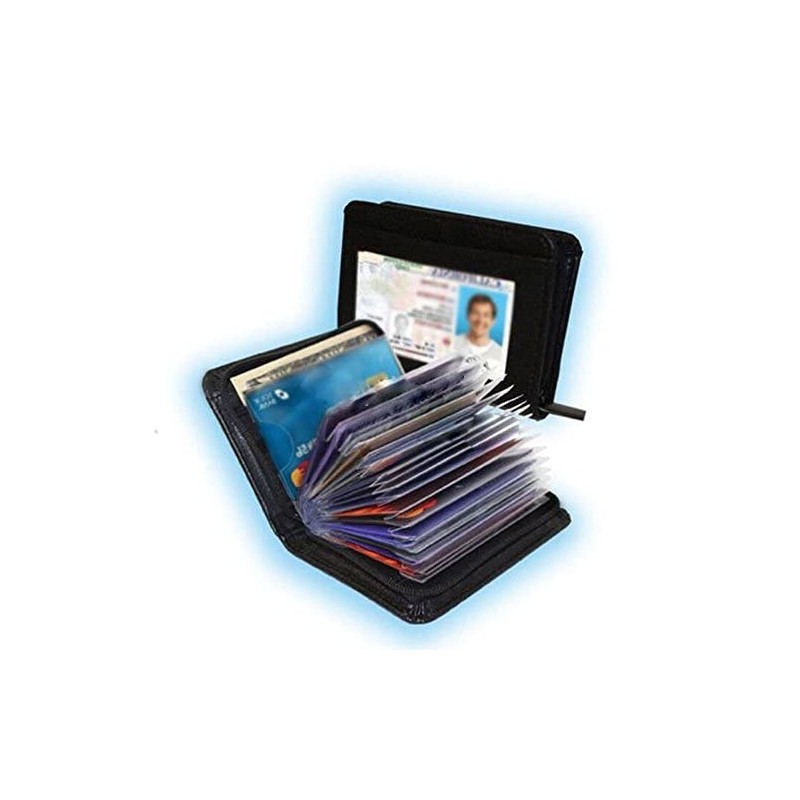 JahyShow 36 Slots Credit Card Holder Wallet Zip Leather Card