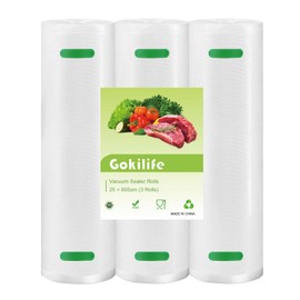 Gokilife Vacuum Sealer Bags Rolls - 3 Rolls 25 x 600 cm Sous Vide Bags, BPA Free, Durable Commercial Customized Size Food Bags for Food Storage and Sous Vide Cooking