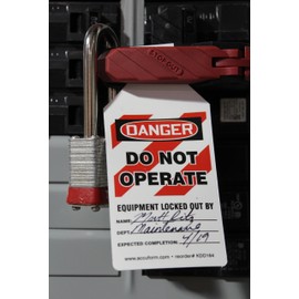 Accuform STOPOUT 120/240 Circuit Breaker Lockout (Triple Pole) with Bar Clamp and Changeable Lockout Tag,1.5"H x 3.33" L, KDD162