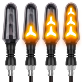 Kinstecks 4PCS Motorcycle Indicators Flowing Turning Indicators Turn Signal Lights 12V for Motorcycle Motorbike Scooter Quad Cruiser Harley Kawasaki Yamaha Suzuki Off Road