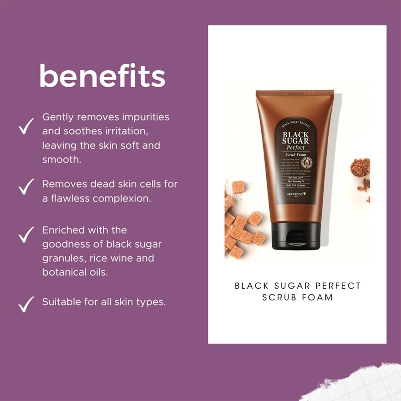 SKINFOOD Black Sugar Perfect, Scrub Foam ( Pack Of 20