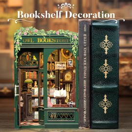 CUTEBEE Book Nook Kit - DIY Miniature House Dollhouse Kit for Adults, Booknook Tiny House Bookshelf Decor 3D Wooden Puzzle, Gifts for Family and Friends (Owl Bookstore)