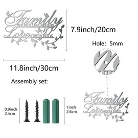 CREATCABIN Family Where Life Begins Love Never Ends Word Sign Metal Wall Decor Home Family Wall Art Decorations for Living Room Bedroom Kitchen Indoor Outdoor Garden 11.8 x 7.9 Inch Silver