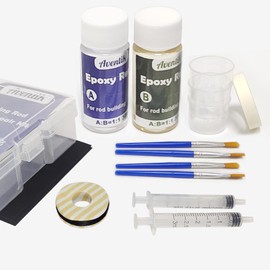 Aventik Fishing Rod Repair Kit Complete Supplies with Epoxy Glue, Wrapping Thread, Brushes, Mixing Cups and Masking Tape Full Fishing Pole Repair Kit