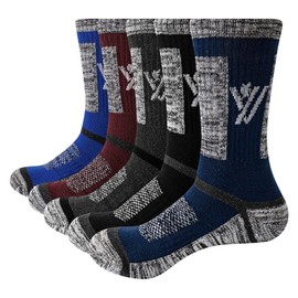 YUEVO SPORTS Men's Athletic Socks Breathable Wicking Cotton Cushioned Crew Work Socks Walking Socks Men size 6-9 Multipack (5 Pairs)