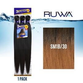 Sensationnel Ruwa prestretched braiding hair - 3x 48 inch water repellent kanekalon fast dry synthetic sports itch free (1 pack, SM1B/30)