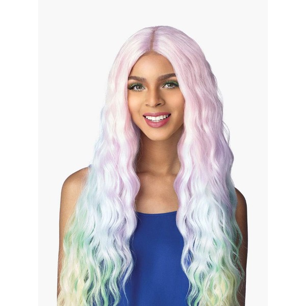SENSATIONNEL SYNTHETIC EMPRESS SHEAR MUSE LACE FRONT WIG - CIEL (MERMAID CORAL PEACH)