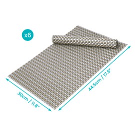 Belle Vous 6 Pack of Gold & Silver Design Placemats - PVC Non-Slip, Tear-Resistant & Washable Place Mat - Easy To Clean, Heat Resistant & Waterproof Table Mats for Kitchen, Dining Table and Restaurant