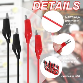 DIANN 8 Groups Alligator Clips Electrical 1M Insulated Test Leads with Alligator Clips Stamping Double-Ended Jumper Wires for Electrical Testing Circuit Connection Experiment (Red & Black)