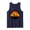 Desert Sunset Cactus Framed In Barbed Wire Westerncore Tank Top