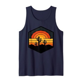 Desert Sunset Cactus Framed In Barbed Wire Westerncore Tank Top