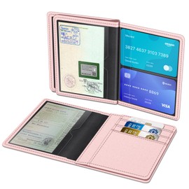 Fintie Vehicle Registration Certificate Cover – 2 Slots for Vehicle Registration Certificate and 5 Slots for Cards, Made of Faux Leather Bag for Car Registration / ID / Cards, Rose Gold, Minimalist