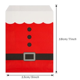 Kolewo4ever 100 Pieces Christmas Santa Clause Suit Bags Xmas Paper Treat Bags Candy Goodie Bags for Holiday Party Favor Supplies, Presents Candies Cookies Bundle