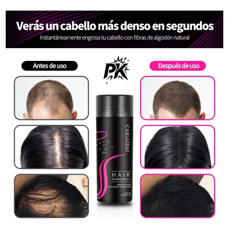 Polvo De Fibra Capilar Para Cubrir Zonas Calvas Y Aplicador