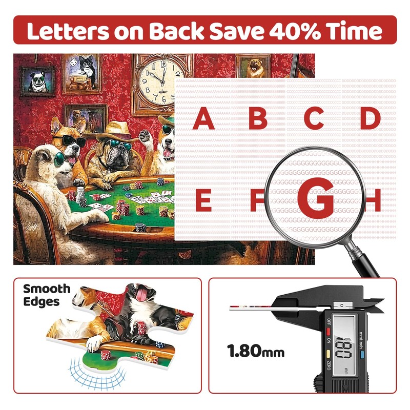 2000 Piece Puzzles for Adults – Funny Dogs Playing Poker