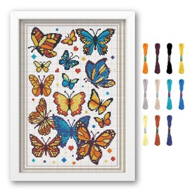 FREEBLOSS Cross Stitch Wall Art Kits for Beginners Butterfly Cross Stitch Wall Hanging Kit DIY Embroidery Needlepoint Kit Stamped Cross Stitch Patterns Embroidery Kit for Adults 35x50cm