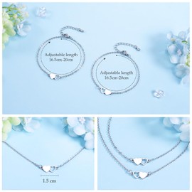 VU100 Sister Bracelets for 2 Sister Gifts from Sister Gifts for Sisters Matching Heart Stainless steel Bracelet Sister Bracelets for Women Birthday Gifts for Girl Best Friends