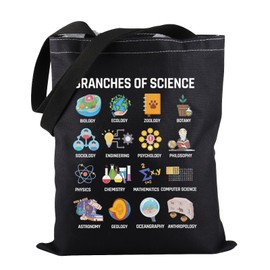 PWHAOO Science Teacher Tote Bag Branches of Science Tote Bag Science Lover Gift Scientist Gift (Science Branches TOTE)