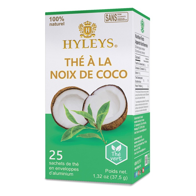 12 Pack of Hyleys Natural Wellness Coconut With Green Tea