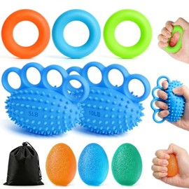 9 Pcs Ejercitador de Agarre, Ejercitador de Mano | Ejercicio de Fuerza para Dedos, Ideal para Aliviar Dolor Articulaciones, Entrenamiento de Antebrazo