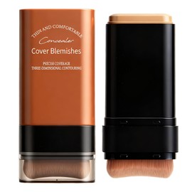 Concealer Foundation Stick-Korean Hydrating Beauty Balm Serum Lightweight Skin Tint Balm with Brush,Waterproof Flawless Contour Stick for Dark Circles & Blemishes (02#Natural)