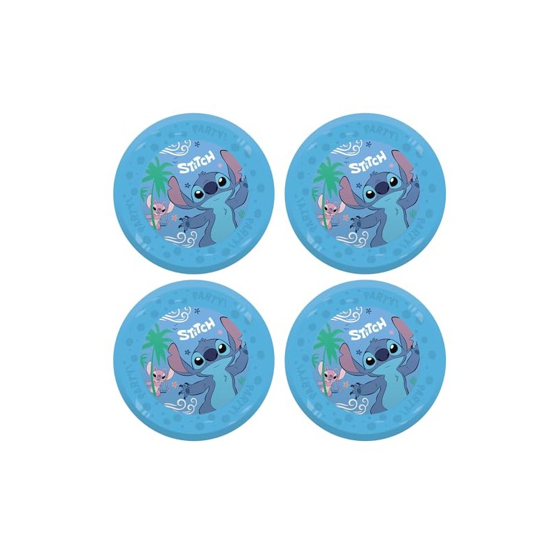 Procos - Stitch and Angel Plastic Plates 4 Pack Reusable