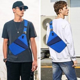 New Anti Theft Wander Bag - Anti Theft Travel Bag with Adjustable Strap,Slim Sling Bag Crossbody Bag for Women & Men Outdoors (Royalblue＆Blue Right Shoulder)