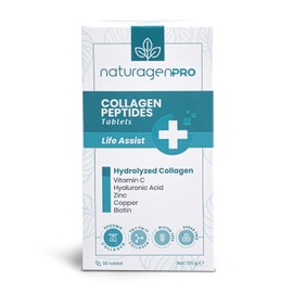 Naturagen Per Collagen Peptide Tablets - 90 Tablets - 3000 mg Hydrolysed Collagen - 30 Day Use - Type 1 and 3 - With Vitamin C, Hyaluronic Acid, Zinc, Copper, Biotin - Sugar Free and Gluten Free