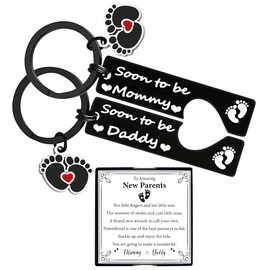 Pregnancy Announcement Jewelry Keychain Set Mother to Be Gift New Parents Gift First Time Mom Keepsake Daddy to Be Present First Time Dad Present Soon to be Mommy Daddy Keychain Set Jewelry