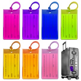 Luggage Tags, Pack of 7 Suitcase Tags, Air Travel, Luggage Tag, Address Tag, Suitcase Tags Pendant, Waterproof, Suitable for Luggage, Backpacks (7 Colours)