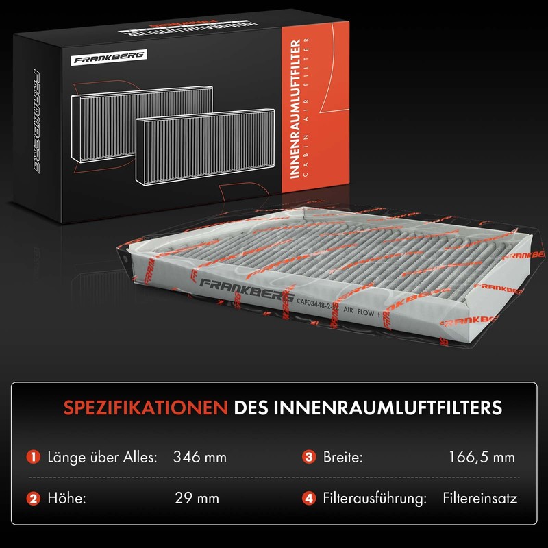 Frankberg 2 x Cabin Air Filter Pollen Filter with Activated