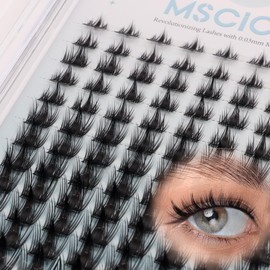 MSCICI VogueFairy.05 Manga Lashes Clusters 8-16mm C Curl Wispy Eyelash Clusters - Wide Invisible Band DIY Wet-Look Spiky Anime Lashes Soft Individual Lash Extension Pack Without Glue Tweezers