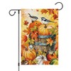 Louise Maelys Fall Thanksgiving Garden Flag with Pumpkins and Birds