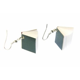 Miniblings Earrings Earrings Paper Mobile Sack Green Bookworm Book Page Books