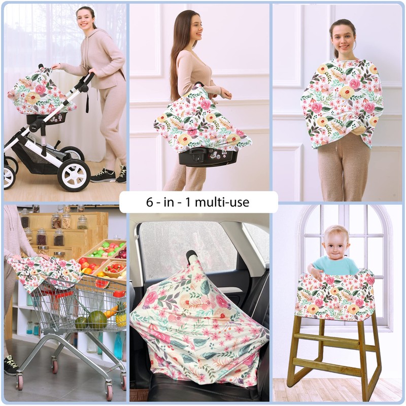 Nursing Carseat Canopy Breastfeeding Cover - Multi-use Stretchy Car Seat