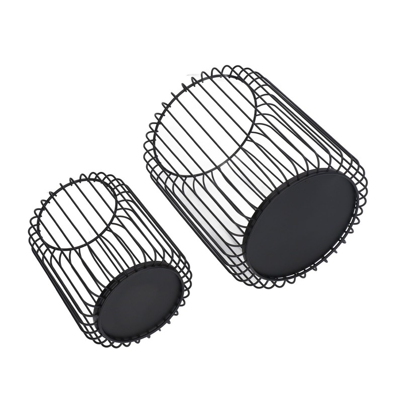 Cage Candleholder Set Matte Black Metal Cylinder Modern Simple Bird