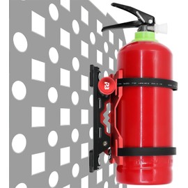 PLUSBEAM Fire Extinguisher Mount, CNC Aluminum Quick Release Molle Panel Bracket, Fire Extinguisher Mount Kit with 4 Adjustable Clamps for Vehicles (Red)