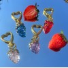Beautiful Strawberry Heart Keychain Bag Charm - Color: Green, Metal: