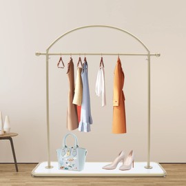 TFCFL Industrial Clothing Rack Heavy Duty Metal Garment Rack with Bottom Storage Shelf 48in Retro Freestanding Clothes Display Rack for Home Clothing Store