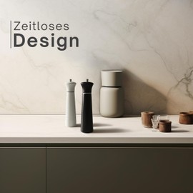 Black Sweden Home® Design Salt and Pepper Mill Wooden Set - 22 cm - Simple in Black and White - Ceramic Grinder - Large Spice Mill - Pepper Salt Mill Set - 2 Pieces