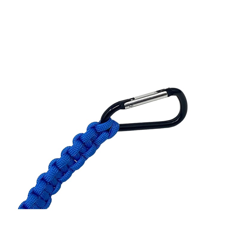 Paracord key chain lighter carabiner black and blue