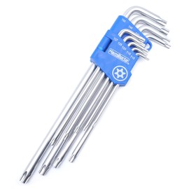 HemBorta® Security Torx Key Set Extra Long 9pcs Star Allen Key Set T10-T50 Star Key Set, Tamper Proof Star Allen Key Set with Holes on Both Ends T10, T15, T20, T25, T27, T30, T40, T45 & T50 Satin CRV