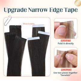 XDhair Tape in Hair Extensions Real Human Hair 50g 20pcs 18 Inch Natural Black to Caramel Blonde Tape in Remy Hair Extensions for Women (#1B/4/27,18Inch)