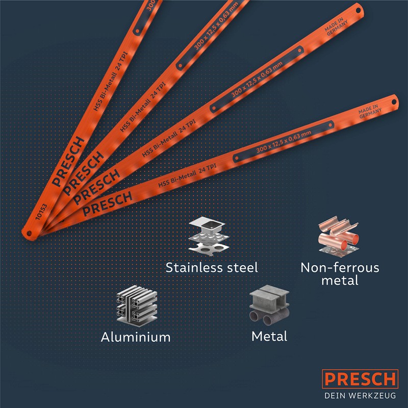 Presch Hacksaw Blades 300mm 4 pcs - Handsaw Blades for