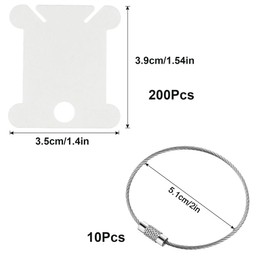 D-buy 200 Pcs Plastic Floss Bobbins Thread Cards with Floss Twister and 10 Pcs Floss Bobbin Rings for Craft DIY Embroidery Sewing Storage, Thread Cards, Friendship Bracelet Bobbins