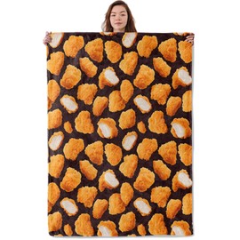 UNDAHIS Delicious Fried Chicken Nugget Blanket, Soft Warm Cozy Throw Blanket Gifts for Adults Kids Women, Lightweight Fuzzy Comfy Flannel Blankets for Couch, Travel, Bed, House Decor 60×50 Inch