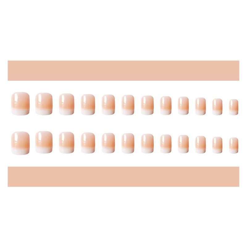 Resweky French Print on Medium Nails Long Square Fake Nails