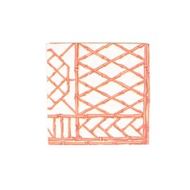Caspari Bamboo Screen Coral Paper Linen Luncheon Napkins - 4 packs of 15 Napkins